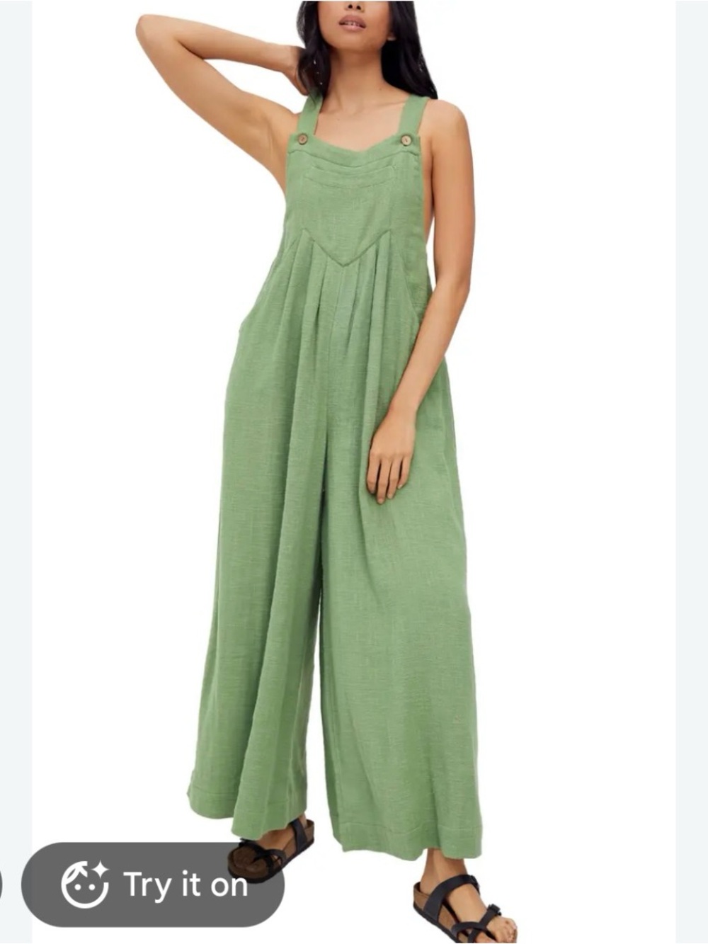 Free People Women’s Wide-Leg Green Jumper Jumpsuit